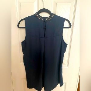 Jewel Neck Navy Sleeveless Tunic